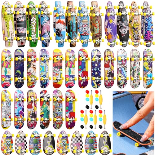 HI-BOOM Hiboom 50 Pack Fingerboard Skateboards Professional Finger Boards Collectible Mini Skateboards Creative Fingertips Movement Gifts Finger Sports Party Favors for Adults Random Style - Image 1