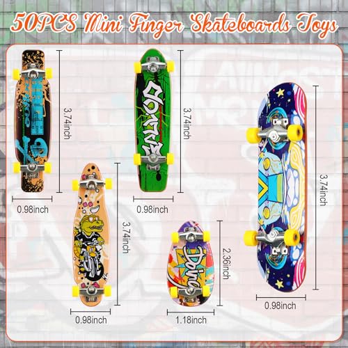 HI-BOOM Hiboom 50 Pack Fingerboard Skateboards Professional Finger Boards Collectible Mini Skateboards Creative Fingertips Movement Gifts Finger Sports Party Favors for Adults Random Style - Image 3