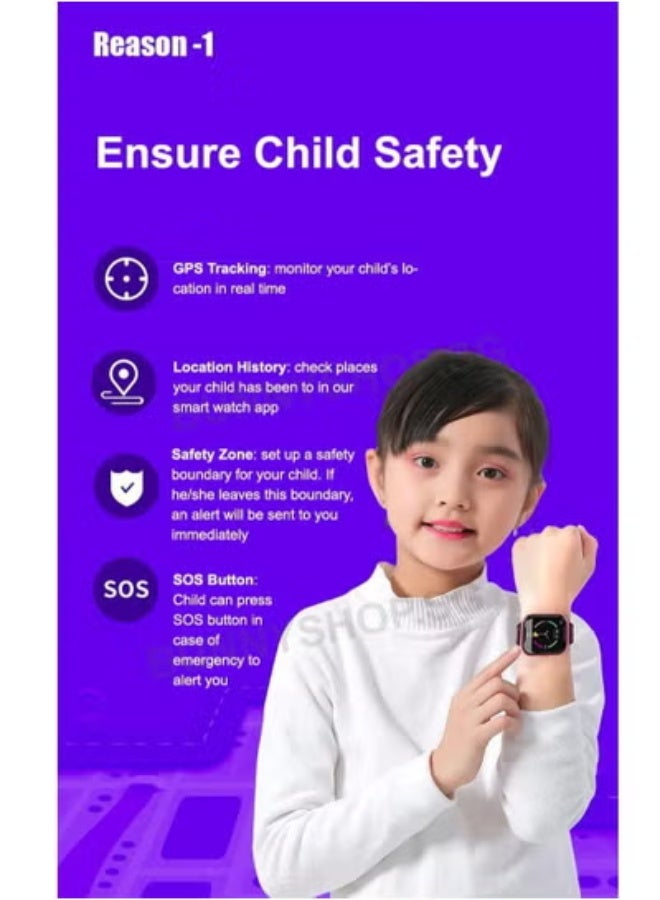 AROAQ 4G Kids Smart Watch With Whatsapp App, GPS Tracker, SOS Button, Video Call, Google Translate and More - Image 3