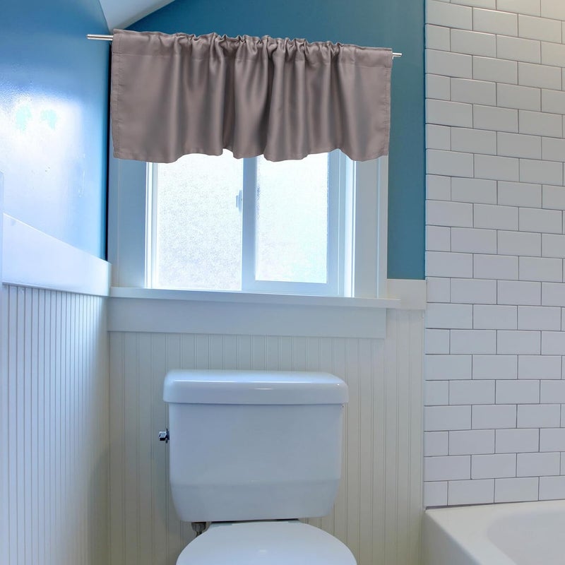 Long use oriented quality TOYANDONA Short Gray Kitchen Window Curtain Valance 45x145cm, Blackout Cafe Valance for Bathroom and Bedroom, Light Blocking Window Treatment Panel for Home Varied size selections - Image 3