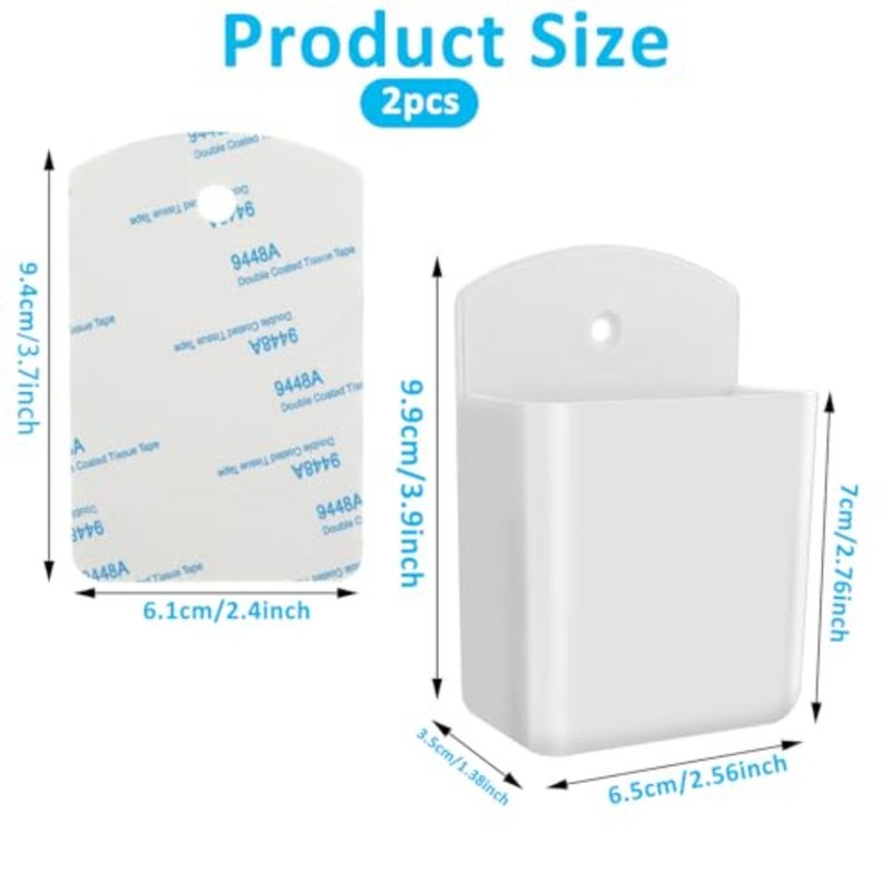 2 Packs Universal Remote Control Holders, Self Adhesive TV Air Conditioner Remote Control Holder Wall Mount Storage Box Organizer Wall Pen Holder Stroage for Home Office School - Image 2