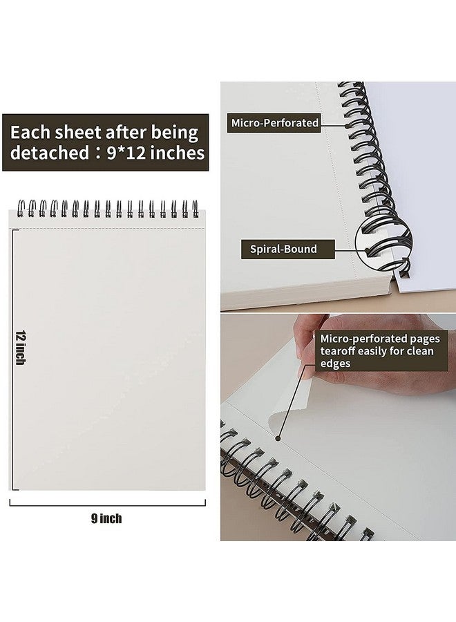 Fuxi دفتر رسم 9 × 12 بوصة، دفتر رسم حلزوني علوي، 4 عبوات 100 ورقة لكل منها (68 رطل/100 جرام)، دفتر رسم فني خالي من الأحماض للرسم الفني والكتابة للأطفال والبالغين والمبتدئين والفنانين - Image 4