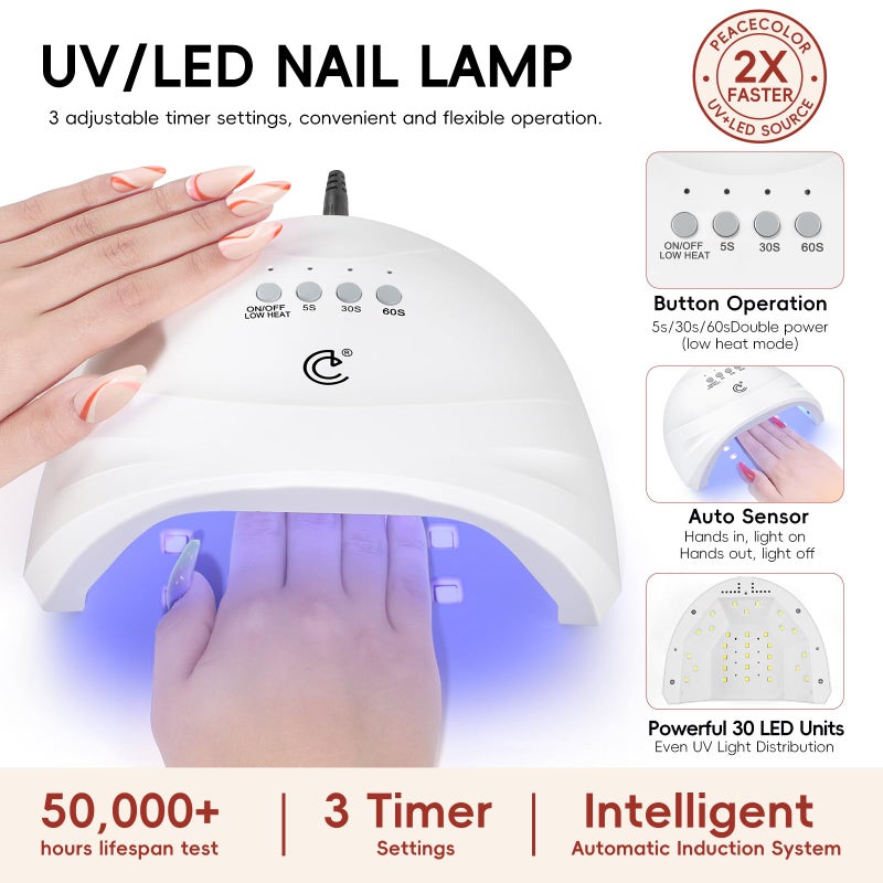 Peacecolor 65PCs Gel Nail Polish Kit with U V Light and Drill, 35 Colors Gel Nail Kit 5PCs Matte/Glossy/Glitter Top Base Coat Nail Rhinestones Manicure Tools Starter Kit Gifts for Women DIY - Image 5