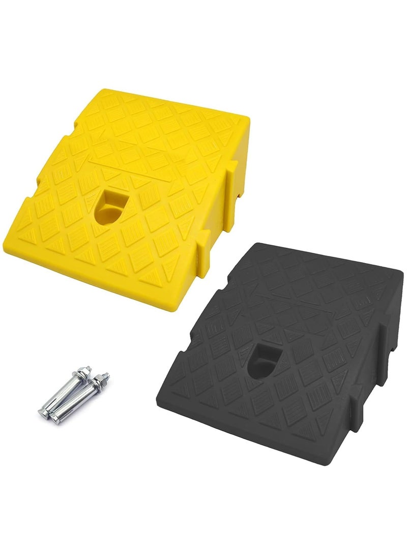 Goserda® Plastic Curb Ramp, Portable Lightweight Threshold Driveway Ramp for Driveway, Sidewalk, Loading Dock, Garage, Scooter, Truck, Motorcycle, Wheelchair, Heavy Duty, 6000lb Capacity (2 Pack) - Image 1