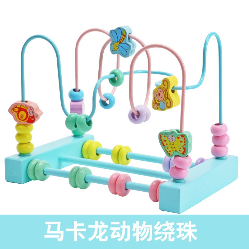 Wooden Balls Children'S Wooden Fruit Animal Beads Round Beads Educational Toys Development Intelligence Hand-Eye Coordination Building Blocks - Image 4