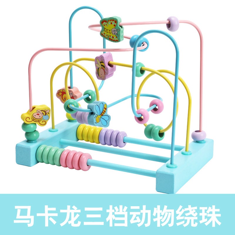 Wooden Balls Children'S Wooden Fruit Animal Beads Round Beads Educational Toys Development Intelligence Hand-Eye Coordination Building Blocks - Image 5