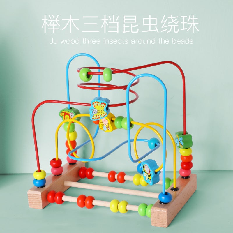 Wooden Balls Children'S Wooden Fruit Animal Beads Round Beads Educational Toys Development Intelligence Hand-Eye Coordination Building Blocks - Image 3