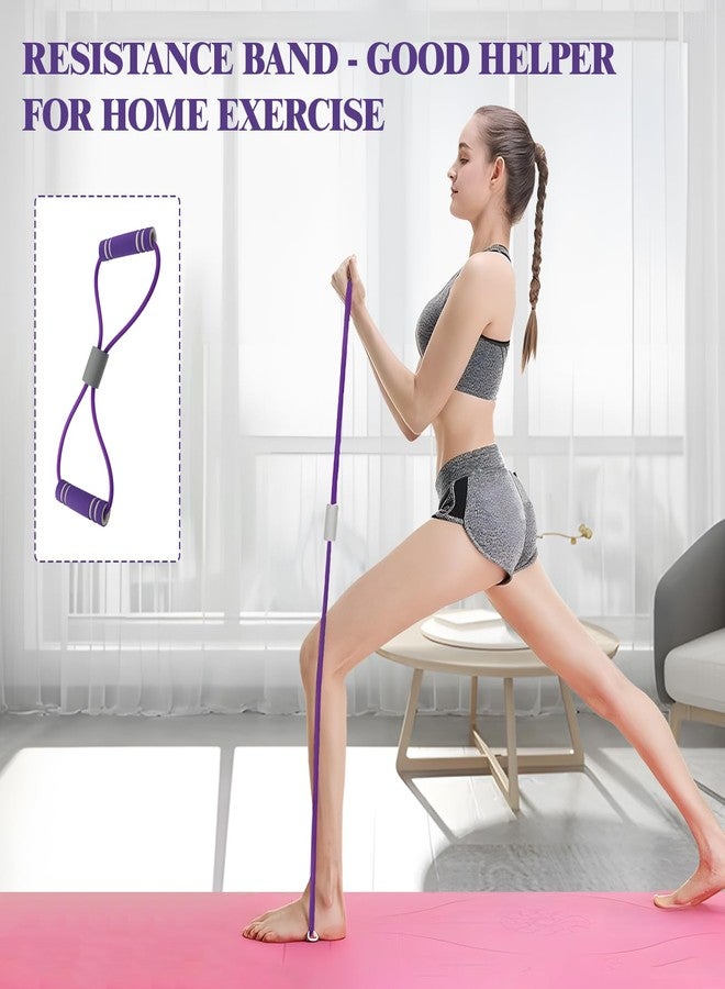 panthra 2 Pcs Resistance Band with Handles,Figure 8 Resistance Band,Suitable for Full Body Exercise, Strength Training,Flexibility, Exercise Elastic Rope,Suitable for Home,Gym (Purple) - Image 2