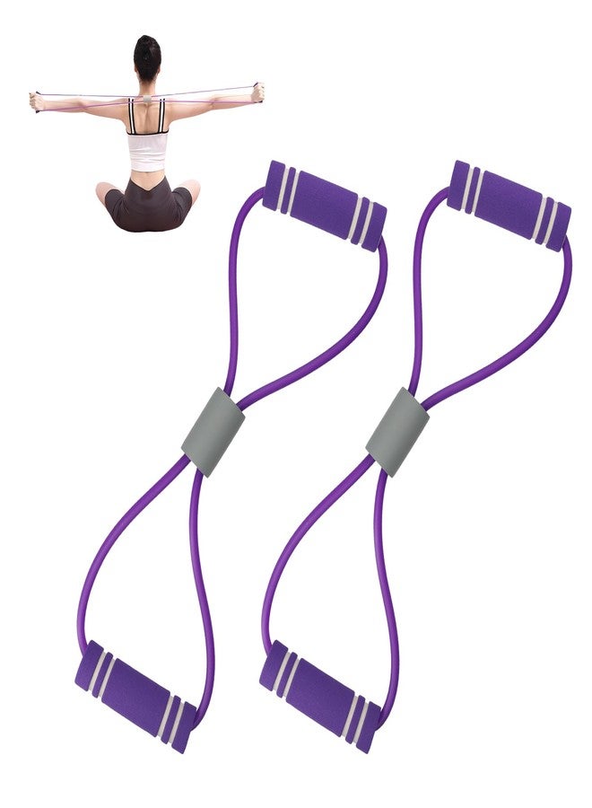 panthra 2 Pcs Resistance Band with Handles,Figure 8 Resistance Band,Suitable for Full Body Exercise, Strength Training,Flexibility, Exercise Elastic Rope,Suitable for Home,Gym (Purple) - Image 1