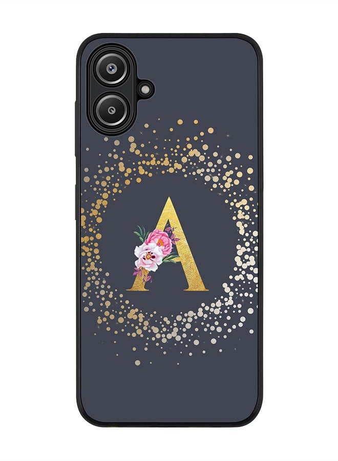 Stylizedd غطاء لهاتف سامسونج جالاكسي A06، حماية كاميرا نحيفة، غطاء هاتف مضاد للصدمات - مونوغرام زهور مخصص - A (رمادي) - Image 1