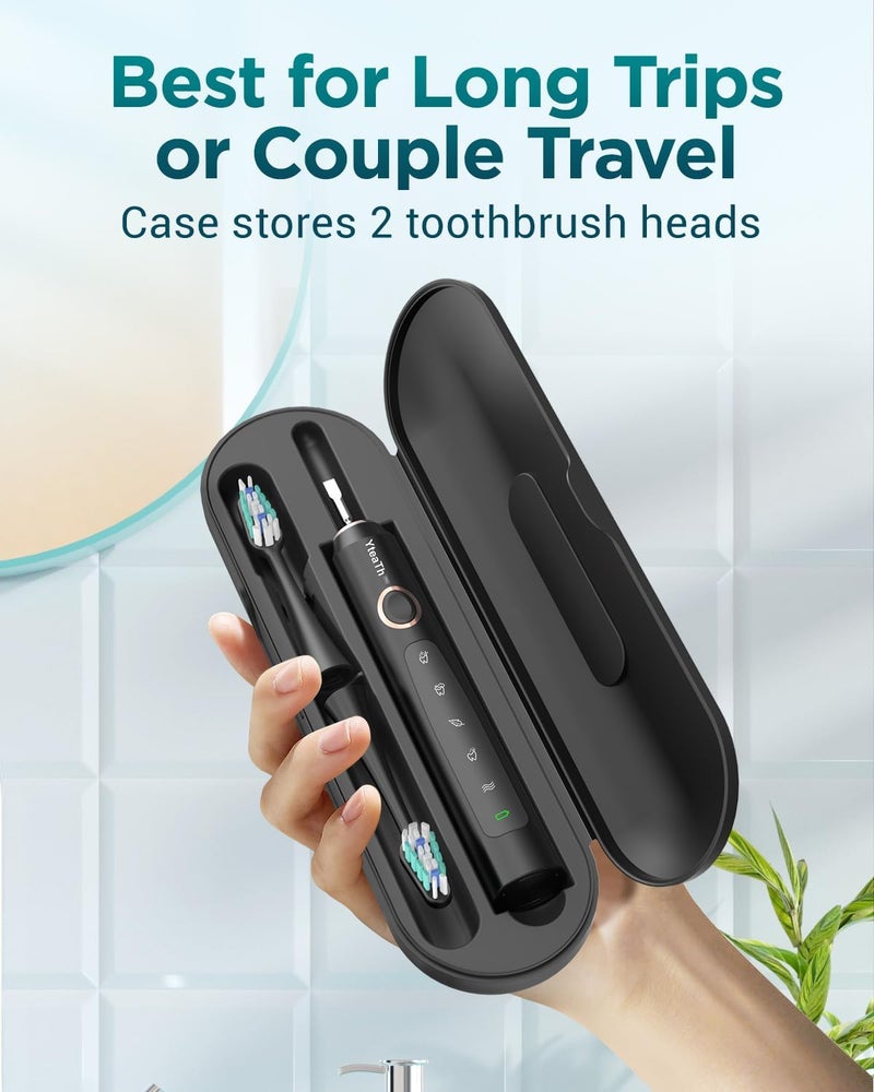 YTEATH PRO Sonic Electric Toothbrush for Adults - Sonic Toothbrush with 8 Brush Heads and Travel Case, 5 Modes, IPX7 Waterproof, Rechargeable Travel Electric Toothbrush, Black - Image 5