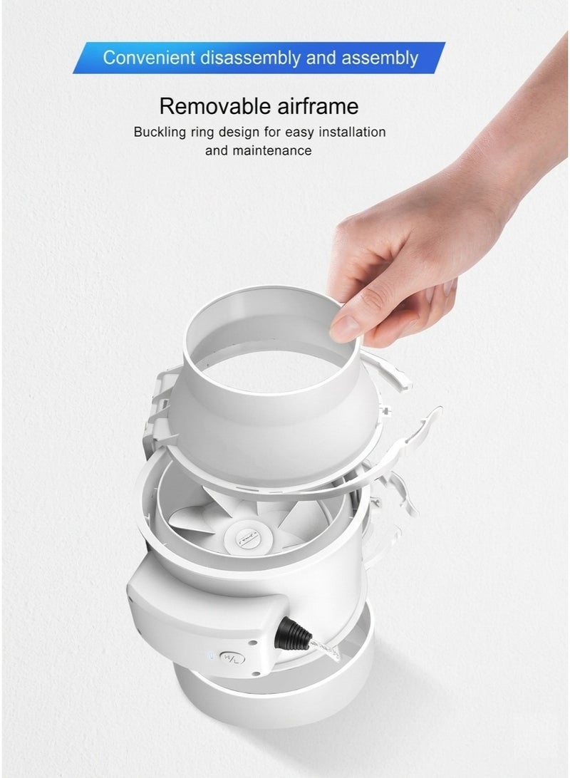 UNITED 6-Inch (15 cm) Mixed Flow Inline Duct Fan | Dual-Speed Operation with 265 CFM (450 m³/h) Airflow | 75W/65W Energy Efficient Motor | Low-Noise Performance & Heavy-Duty Durable Build | Ideal for Bathroom, Kitchen, Laundry Room, Office & Bedroom Ventilation | Made in Saudi Arabia - Image 2