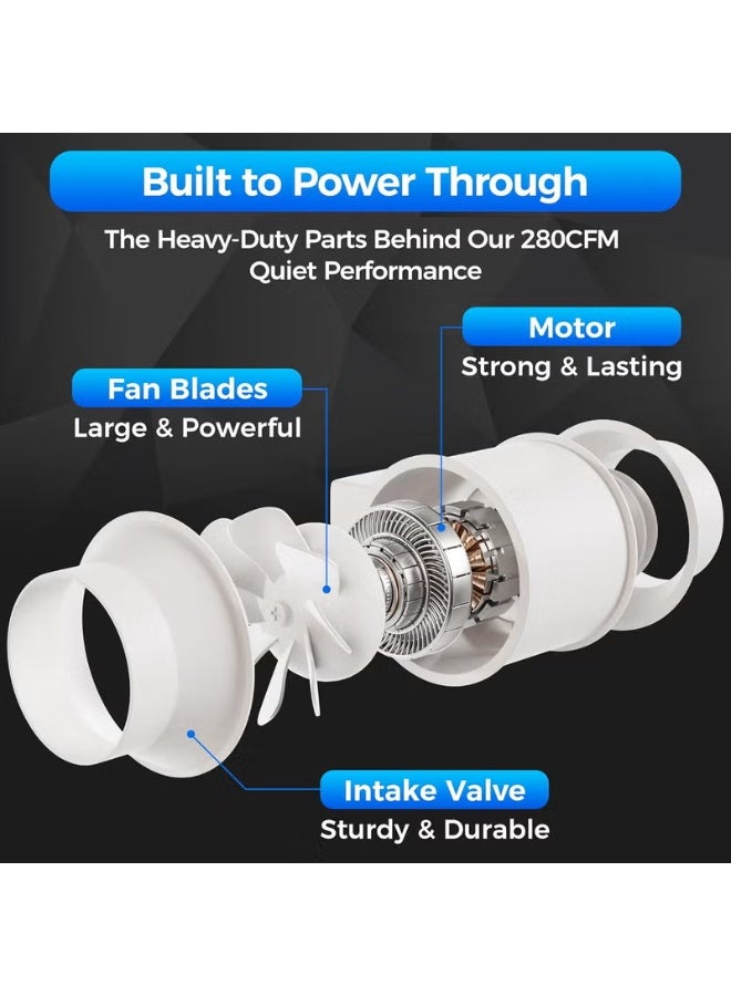 UNITED 6-Inch (15 cm) Mixed Flow Inline Duct Fan | Dual-Speed Operation with 265 CFM (450 m³/h) Airflow | 75W/65W Energy Efficient Motor | Low-Noise Performance & Heavy-Duty Durable Build | Ideal for Bathroom, Kitchen, Laundry Room, Office & Bedroom Ventilation | Made in Saudi Arabia - Image 5