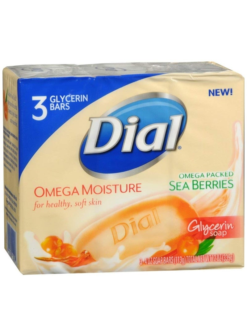 Dial Omega Moisture Glycerin Bar Soap, Sea Berries, 3 Count (Pack of 1)