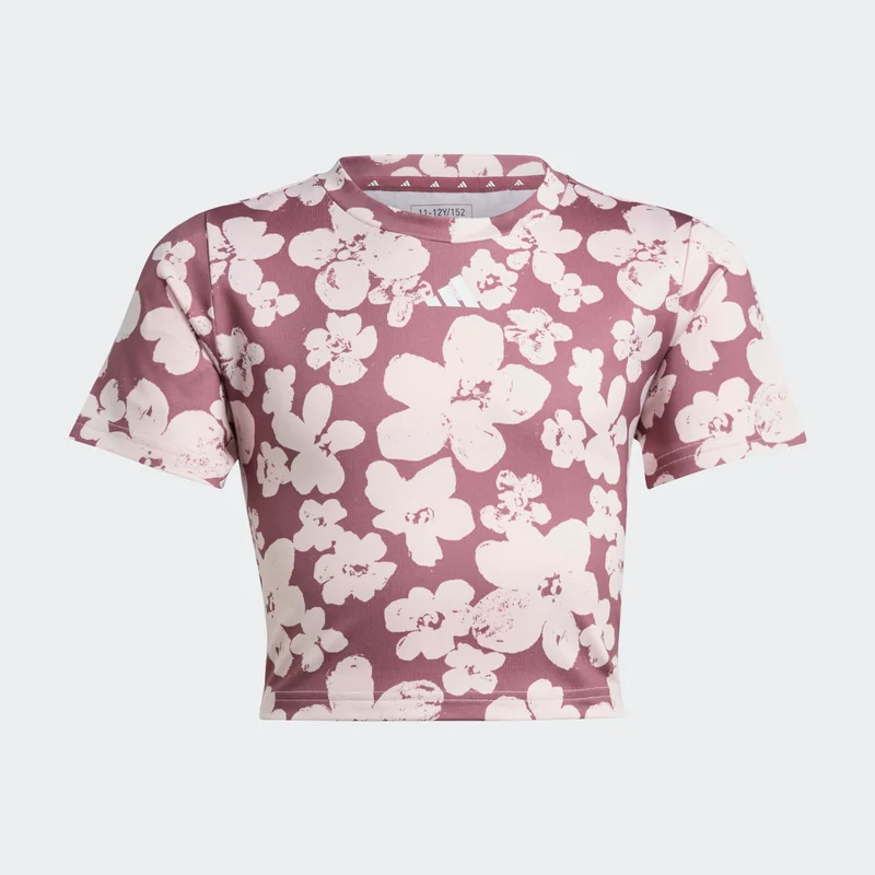 Adidas Train Essentials Seasonal Printed Cropped Training T-shirt Junior Girls