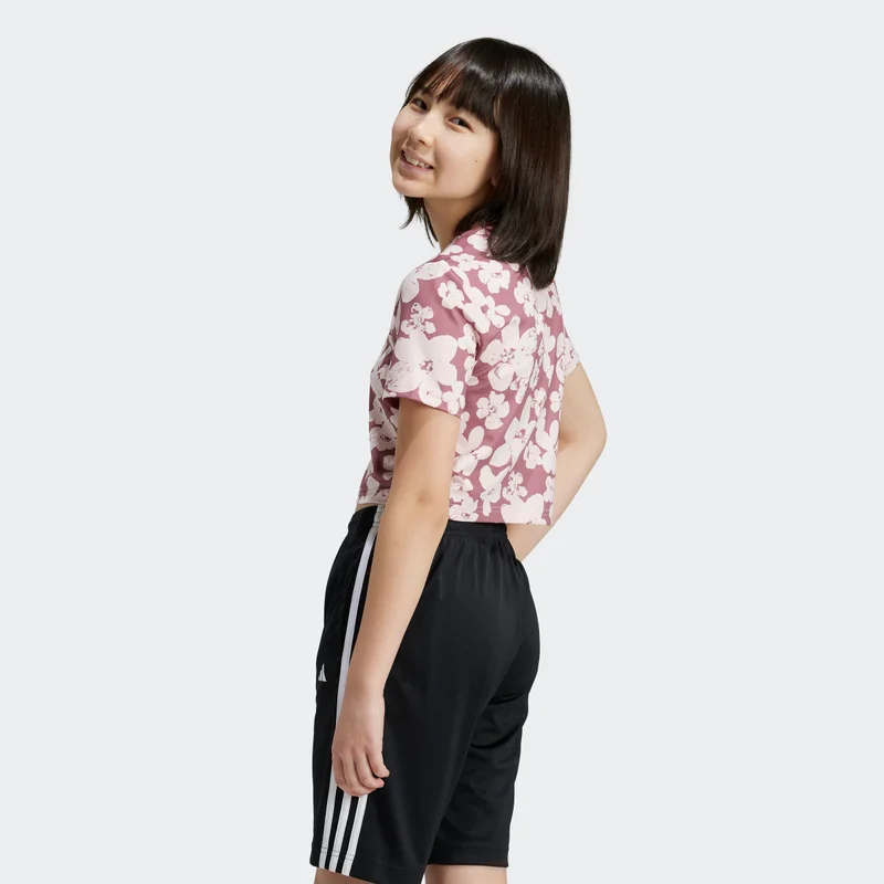 Adidas Train Essentials Seasonal Printed Cropped Training T-shirt Junior Girls