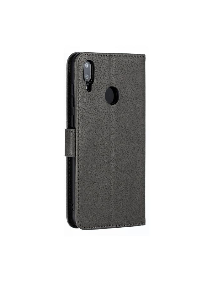 اس-توب جراب جلدي أفقي بتصميم ريشة من الليتشي مع محفظة وحامل وفتحات للبطاقات لهاتف هواوي Y7 - Image 4