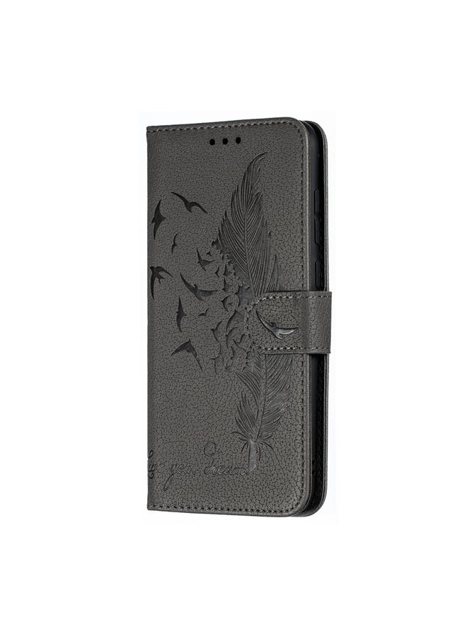 اس-توب جراب جلدي أفقي بتصميم ريشة من الليتشي مع محفظة وحامل وفتحات للبطاقات لهاتف هواوي Y7 - Image 3