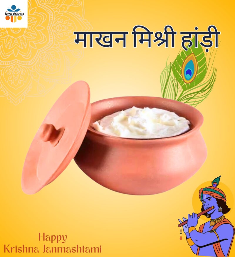 Terra Charms Clay Handi ForCooking & Serving Mishri Makhan Bhog Parsadam Serving & Cooking Pot Hand Making Curd Handi Bowl Pack of 1Pcs in 700ML - Image 2