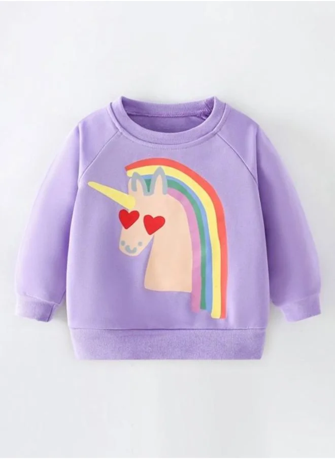 YUNIQEE Lavender Printed Long Sleeve Crew Neck T-Shirt