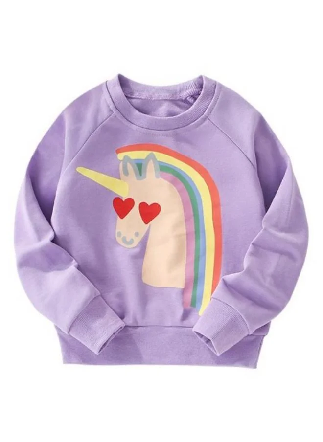 YUNIQEE Lavender Printed Long Sleeve Crew Neck T-Shirt