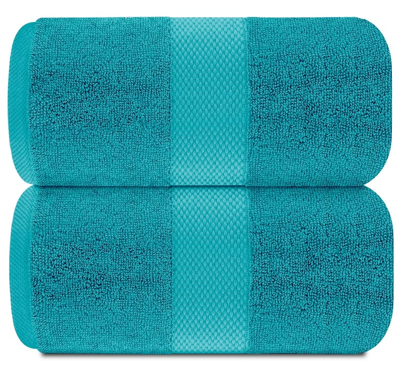 White Classic White Classic Luxury Soft Aqua Bath Sheet Towels - 650 GSM Cotton Luxury Bath Towels Extra Large 35x70 | Highly Absorbent and Quick Dry | Hotel Collection Extra Large Bath Towels Oversized, 2 Pack  - Image 2