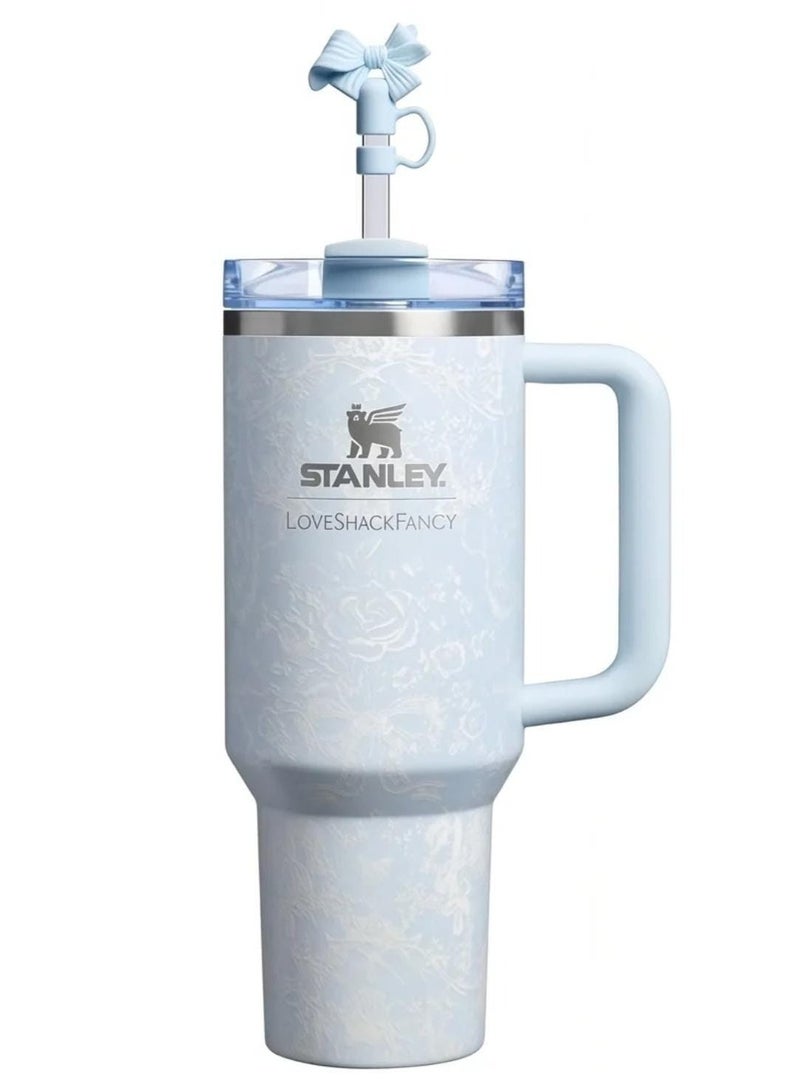 Stanley The X LoveShackFancy Holiday Quencher,Stainless Steel Vacuum Insulated Tumbler with Lid and Straw for Water, Iced Tea or Coffee, Smoothie and More 40 oz, Presented in Elegant Gift-Ready Packaging - Image 1