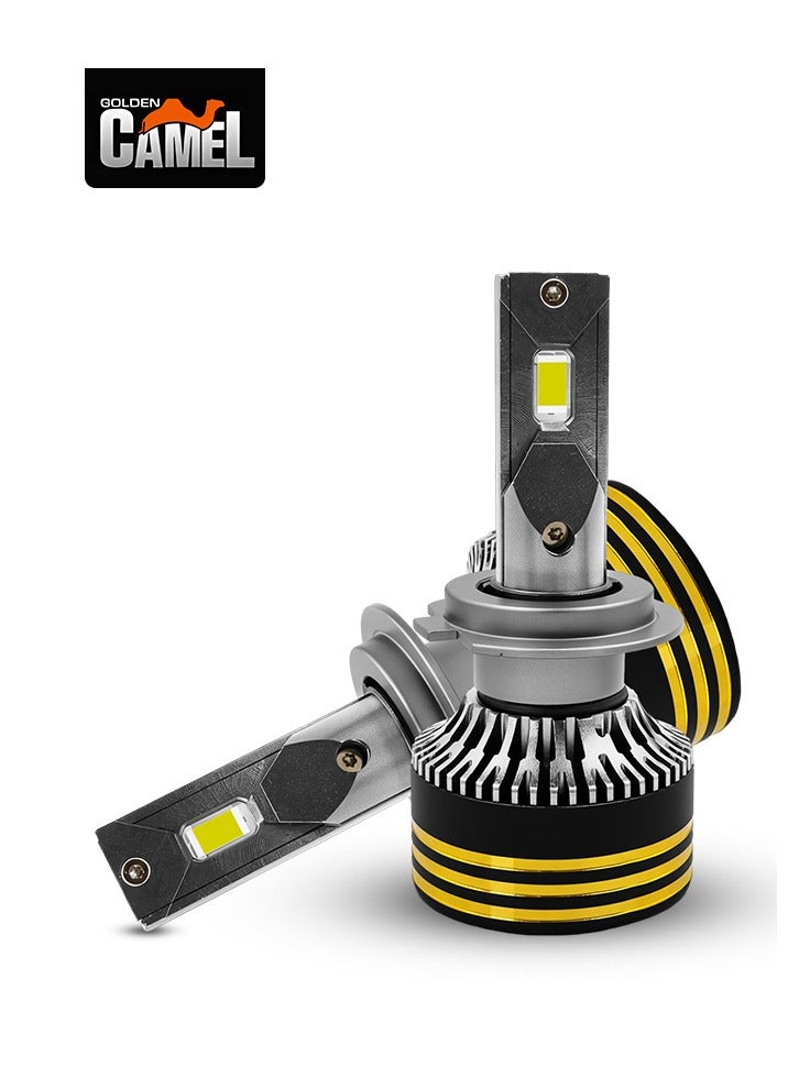 جولدن كامل مصابيح أمامية LED من Golden Camel M8 Pro H7، بقوة 120 واط، 30000 لومن، 6500 كلفن | طراز 450000 | فائقة السطوع، مقاومة للماء، سهلة التركيب - Image 2