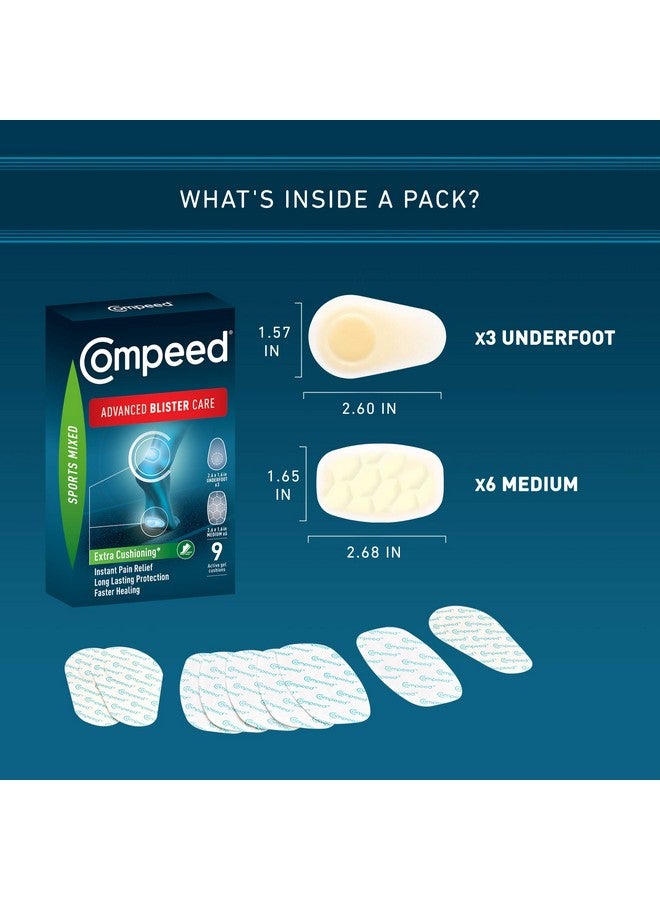 Compeed Advanced Blister Care 9 Count Sports Mixed (2 Packs), Hydrocolloid Bandages, Heel Blister Patches, Blister On Foot, Blister Prevention & Treatment Help, Waterproof Cushions - Image 3
