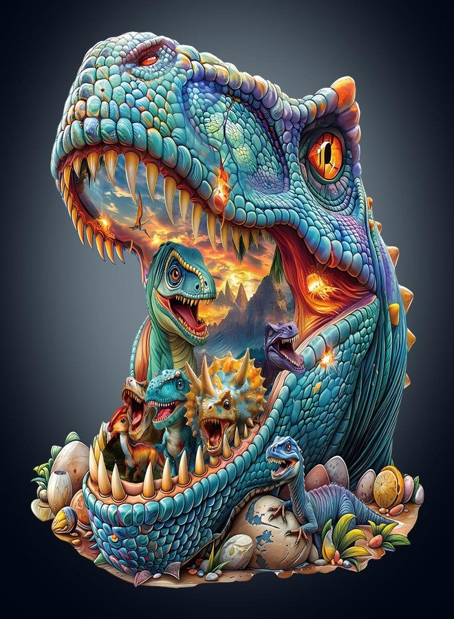 WOODBESTS Wooden Puzzles for Adults, Fantasy Dinosaurs Wood Puzzles Adult(230 Pieces, L, 13.4 * 12.9in), Unique Shape Wooden Animal Jigsaw Puzzles, Birthday Gifts for Adults Family Game - Image 1