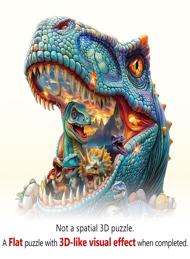 WOODBESTS Wooden Puzzles for Adults, Fantasy Dinosaurs Wood Puzzles Adult(230 Pieces, L, 13.4 * 12.9in), Unique Shape Wooden Animal Jigsaw Puzzles, Birthday Gifts for Adults Family Game - Image 2