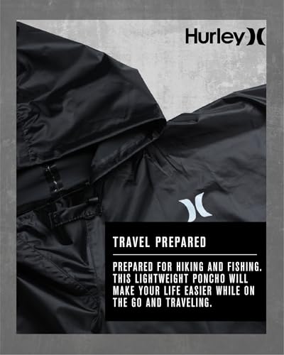 Hurley Ponchos Adult - Waterproof Rain Ponchos for Adults, Lightweight Packable Rain Poncho for Hiking, Camping & Emergency, Black - Image 3