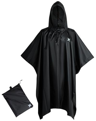 Hurley Ponchos Adult - Waterproof Rain Ponchos for Adults, Lightweight Packable Rain Poncho for Hiking, Camping & Emergency, Black - Image 1