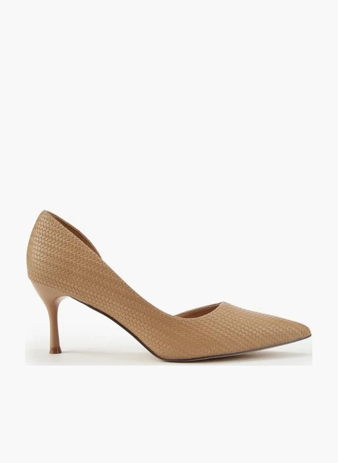 Flora Bella By Shoexpress Textured D'Orsay Shoes with Stiletto Heels