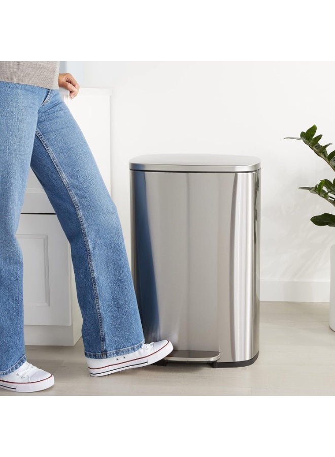 كونسيبت هوم سلة مهملات من الستانلس ستيل المقاوم للصدأ سعة 50 لتر اغلاق بطي فضي - Image 4