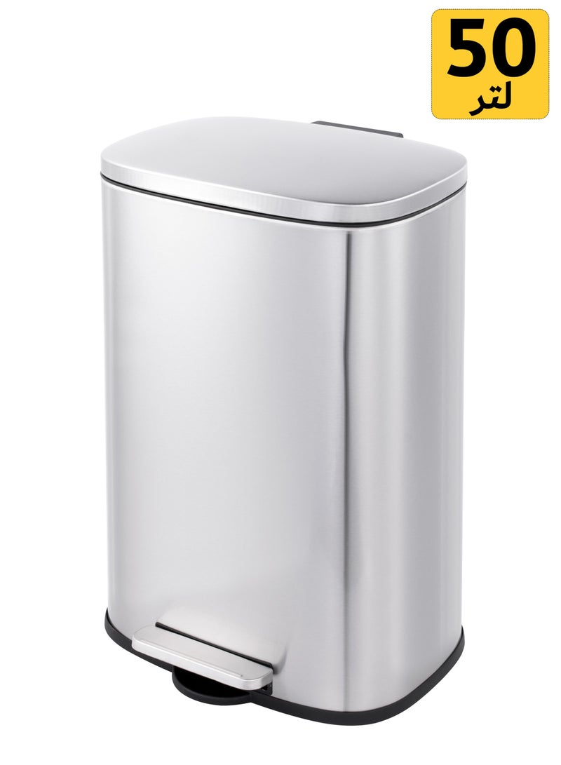 كونسيبت هوم سلة مهملات من الستانلس ستيل المقاوم للصدأ سعة 50 لتر اغلاق بطي فضي - Image 1