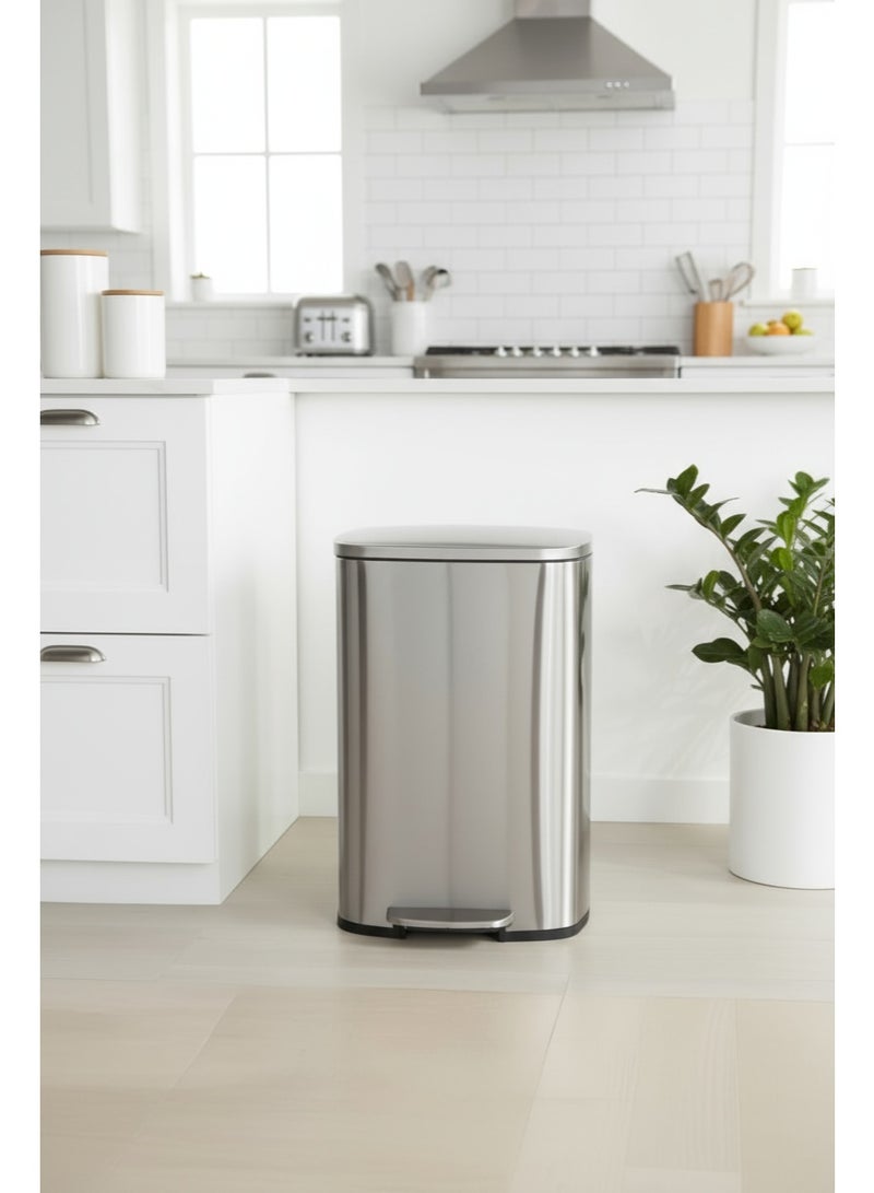 كونسيبت هوم سلة مهملات من الستانلس ستيل المقاوم للصدأ سعة 50 لتر اغلاق بطي فضي - Image 5