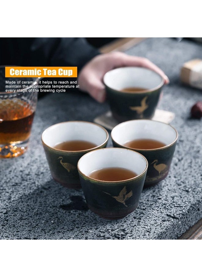 silvercnc 4pcs Tea Cup Set Chinese/Japanese Ceramic Tea Sets with Gift Box Wrap for Adults, Tea Lover Women Men (Four Seasons are full of Joy) 