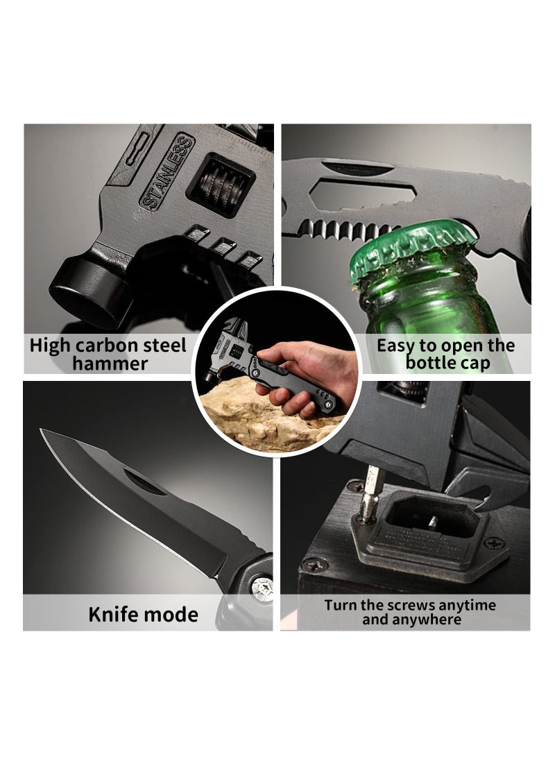 SOLARAE 16 in 1 Multi-Tool Hammer, Multi-Tool Camping Accessories, Outdoor Survival Tools, Multi Tool with Hammer, Fathers Hammer Multitool Gift, Extra Strong High Carbon Stainless Steel - Image 2
