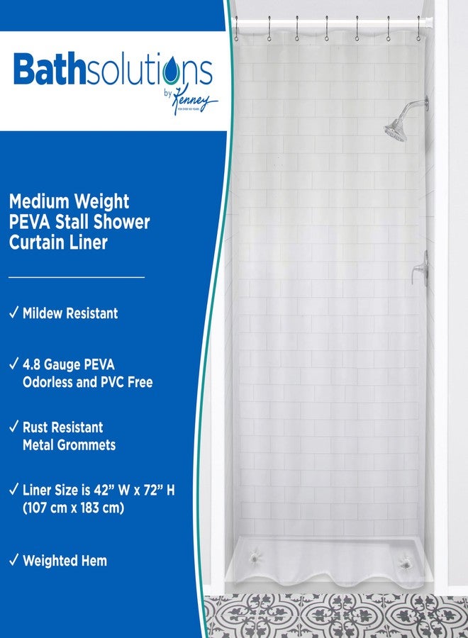 Kenney KN61147 Medium Weight 5 Gauge Waterproof PEVA Stall Shower Curtain Liner with Rust-Resistant Metal Grommets and Weighted Magnetic Hem for Bathroom, 42" W x 72" H, Clear - Image 2
