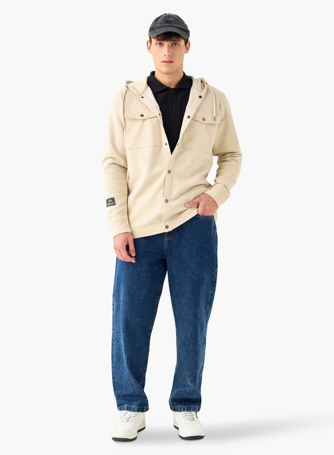 Splash FAV Textured Shirt with Hood and Chest Pockets