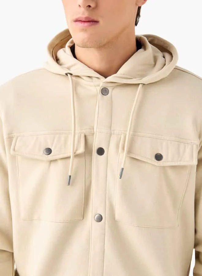 Splash FAV Textured Shirt with Hood and Chest Pockets