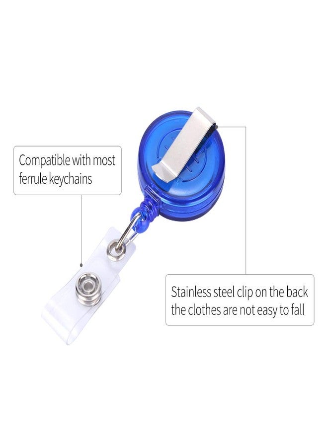 OLIREXD Pack of 5 Retractable Badge Holder ID Badge Metal Reel Clip On Card Holders, Smile Face 28" Thick Pull Cord, Smile Face Style,Purple - Image 5