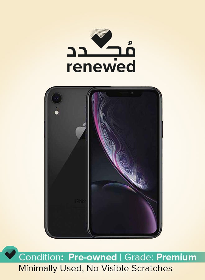 ابل  مُجدد - هاتف آيفون XR بتطبيق فيس تايم لون أسود بذاكرة داخلية سعة 128 جيجابايت ويدعم تقنية 4G LTE - Image 1