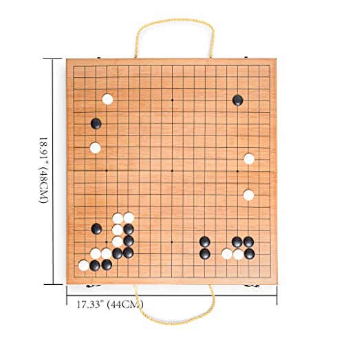 Black long Di fang 19 x19 Folding Go Game Set Board with and Bamboo Bowls and Imitation Jade Go Pieces - Image 5