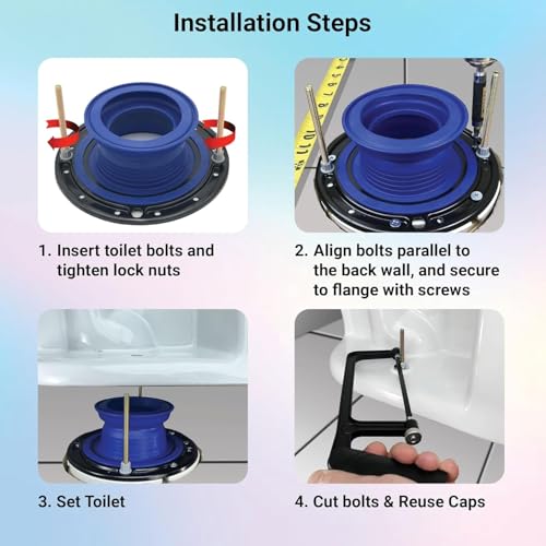 One-N-Done One N Done Toilet Flange Repair Kit - Toilet Kit For Low or Broken Toilet Flange. Toilet Wax Ring Replacement Kit W/Toilet Flange Extender Kit. No Wax Ring For Toilet Bowl Or Toilet Seal Required (1) - Image 4