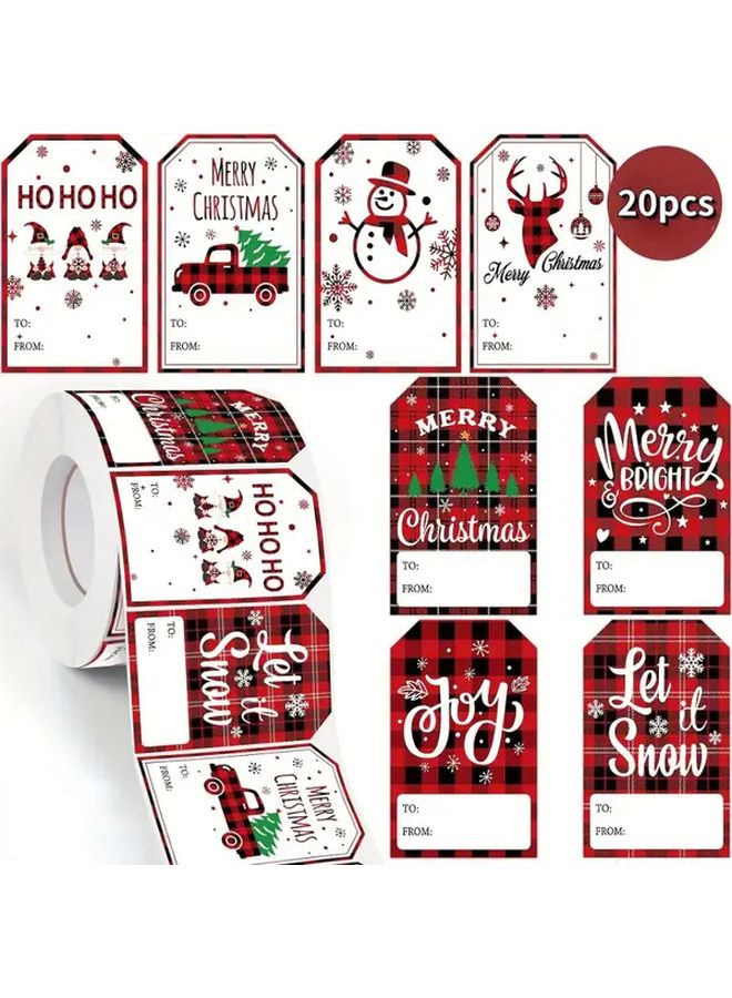 Red Plaid Christmas Gift Tags 20 Sheets Merry Christmas Ho Ho Ho Designs - Image 2