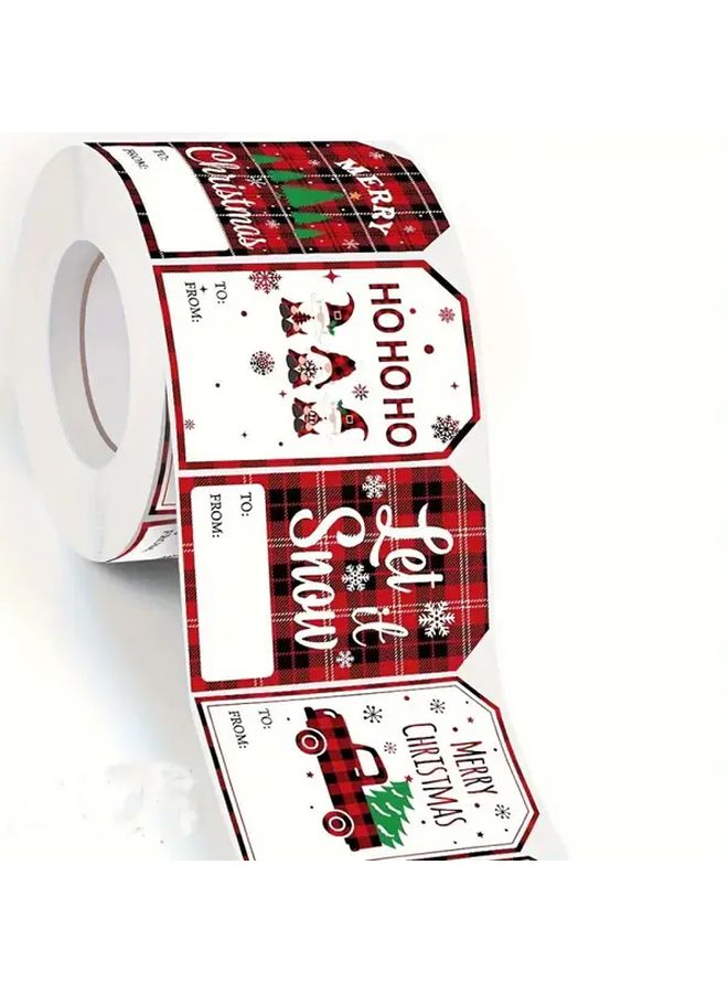 Red Plaid Christmas Gift Tags 20 Sheets Merry Christmas Ho Ho Ho Designs - Image 1