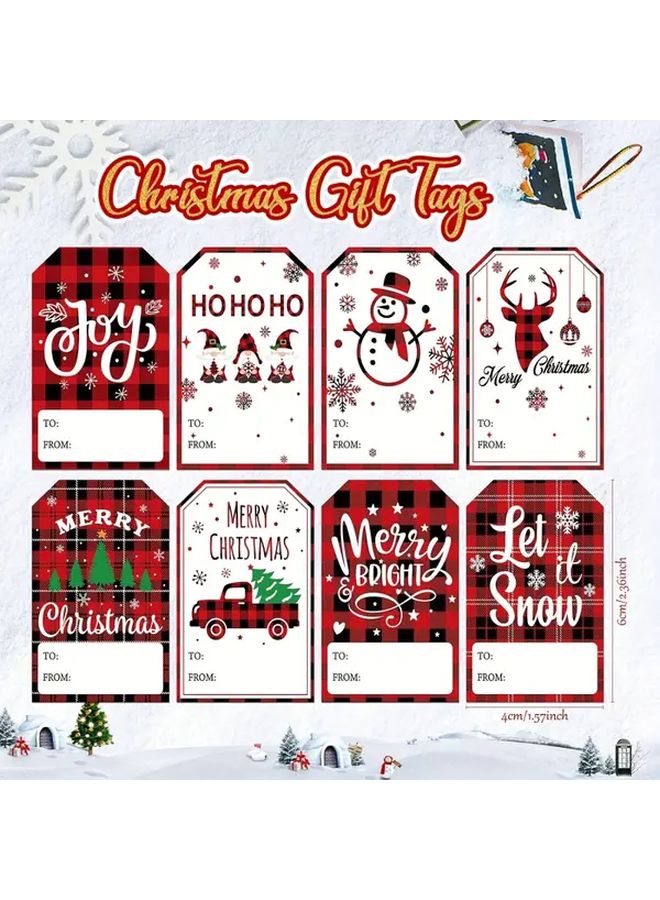 Red Plaid Christmas Gift Tags 20 Sheets Merry Christmas Ho Ho Ho Designs - Image 3