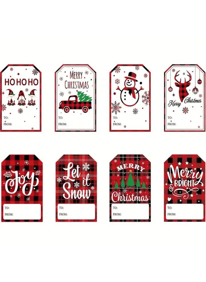 Red Plaid Christmas Gift Tags 20 Sheets Merry Christmas Ho Ho Ho Designs - Image 4